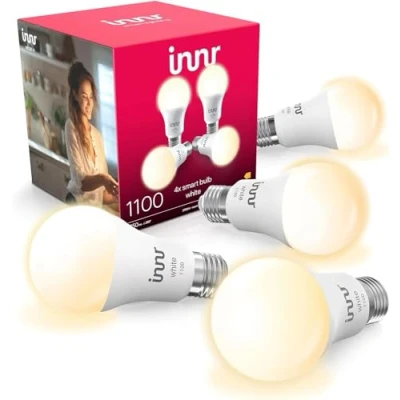 Immagine di innr Smart Lampadina LED 27, Lampadine Luce Calda, Compatibile con Hue*, Alexa, Amazon Echo (4a gen), Lampade Zigbee, Dimmerabile, 1150 lumen 4 Pack