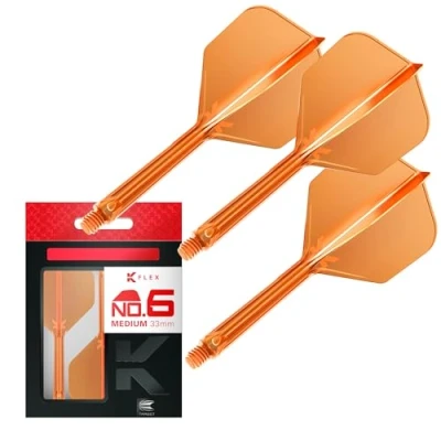Immagine di Target Darts K Flex Integrated Dart Flight And Shaft, No.6 Arancione (Medio) Confezione da 3 No 6, Kflex Precision Moulded 2 in 1 Flights STEM