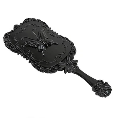 Immagine di Molinter Specchio a mano professionale da parrucchiere, salone donna, con manico (nero, L)