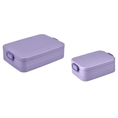 Immagine di Mepal Take a Break Confezione da 2 contenitori per il pranzo 4 panini o 8 fette di pane, ideali la preparazione dei pasti, con divisori, viola acceso
