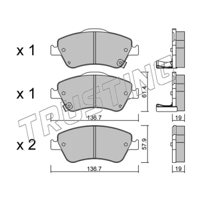 Immagine di TRUSTING 810.0 Kit pastiglie freno con segnalatore acustico usura TOYOTA: Auris Hatchback, Corolla XI Sedan