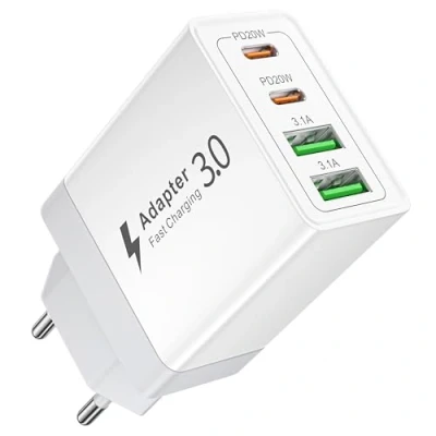 Immagine di Caricatore USB C, 40W 4 Porte Presa C Multipla Multiplo, Alimentatore Spina Type Caricabatterie Rapido per iPhone 15 14 13 12 11 Pro Max, Samsung S24 S23 S22 Ultra