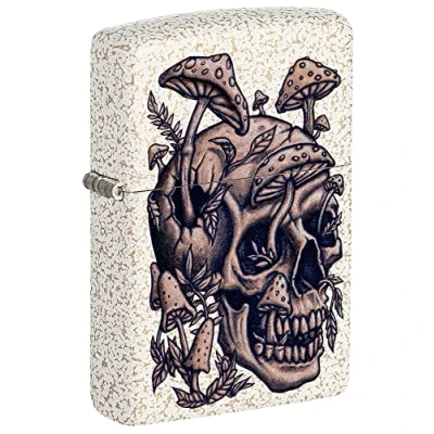 Immagine di Accendino Zippo® Skullshroom 49786, Antivento Ricaricabile Zippo, Realizzato in Metallo con Caratteristico &quot;click&quot; Color Fungo e Bianco, Made USA, Ottima Idea Regalo