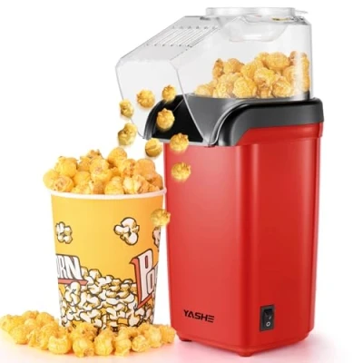 Immagine di YASHE Macchina Popcorn, 1200 W Pop Corn ad Aria Calda, per Popcorn in 2 Minuti, Sano e senza olio le serate di cinema, Rosso