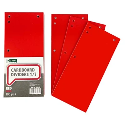Immagine di D.RECT ​​​​ Divisori in Cartone Lotto di 100 Nastri Separazione Della Carta Foglio A4 1/3 11x24 cm 160 g Per una Perfetta Degli Schedari Rosso