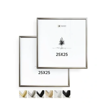 Immagine di Heimlich® 2x Cornice 25x25 cm in metallo argento champagne per documenti Grande Collage alluminio quadri Quadrato