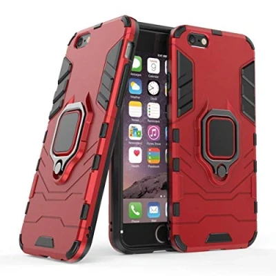 Immagine di Compatibile con iPhone6, iPhone6S Cover, Custodia Armor Anello Cavalletto (Funziona Il Supporto Magnetico per Auto) Case Paraurti Apple iPhone 6, 6S (Rosso)
