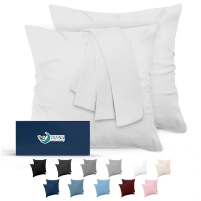 Immagine di Federe Cuscini 60x60 (Set 2) Dreamzie in Microfibra OEKO TEX Certificazione Federa Cuscino Dolce Bianco