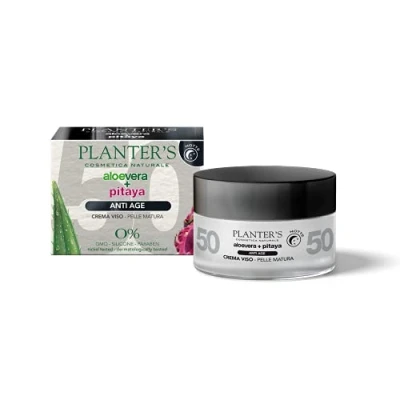 Immagine di Planter&#039;s Crema Viso Notte Anti Age all&#039;Aloe Vera e Pitaya. Azione autorigenerante tonificante per contrastare l&#039;invecchiamento della pelle. 50 ml