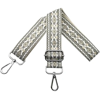 Immagine di Tracolla per Borsa Donna Regolabile, Cinghie Colorata, Tracolle Larga 3.8cm con Argento Moschettoni Crossbody Accessori, Grigio, N10