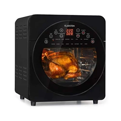 Immagine di KLARSTEIN AeroVital Easy Touch Friggitrice ad Aria Calda e Forno, Aria, Volume: 14 Litri, 1700 W, 16 Programmi, Cool Housing, Timer: 60 minuti/8h per Essiccazione, Nero
