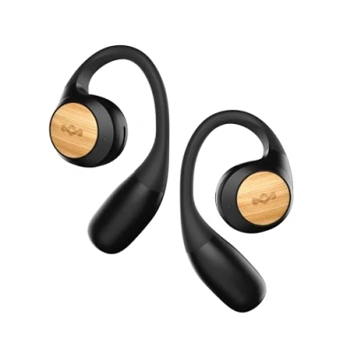 Immagine di Marley House of Liberate Cuffie Open Ear Auricolari Bluetooth con microfono integrato, 20 ore di autonomia, custodia ricarica USB C, materiali sostenibili, Nero