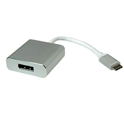 Immagine di Roline 12.03.3220 USB C® / DisplayPort Cavo adattatore [1x spina 1x Presa DisplayPort] Argento (Metallizzato) 0.10 m