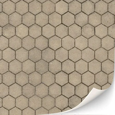 Immagine di 3 fogli di piastrelle autoadesive per case delle bambole scala 1:12 (esagoni cemento)