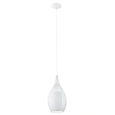 Immagine di EGLO lampada a sospensione Razoni, uno punto luce, acciaio, satinato, bianco, E27