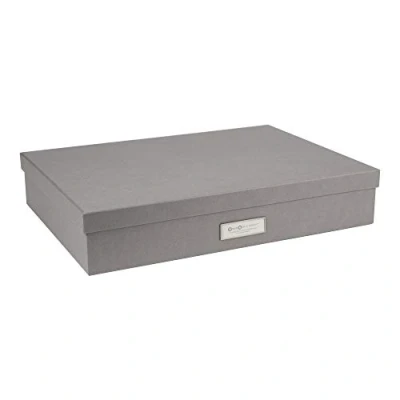 Immagine di Bigso Box of Sweden portadocumenti scrivania per fogli formato A3 ufficio con coperchio e maniglia Organizer in fibra di legno carta grigio