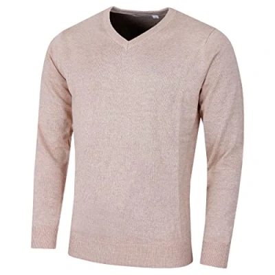 Immagine di Calvin Klein Maglione da golf uomo in morbido cotone con scollo a V 2024, Caramello Merlo, 4XL