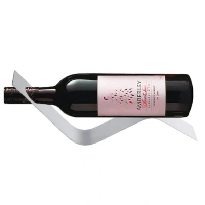 Immagine di HERCHR portabottiglie Singolo in Acciaio Inox da Tavolo, a Forma di S Unico, Metallo, Espositore per Vino banconi Cucina Bancone Bar