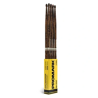 Immagine di Pro Mark Bacchette ProMark Rebound 5A FireGrain in noce americano, punta acorn legno, confezione da 4