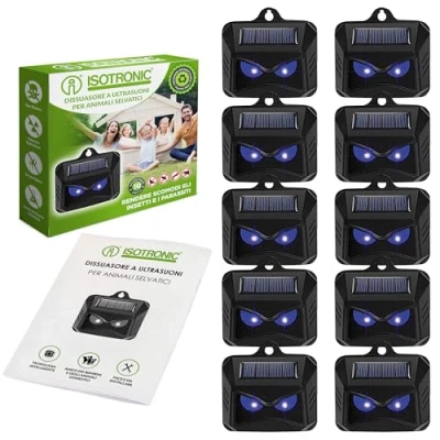 Immagine di ISOTRONICO Repellente solare per animali selvatici come procioni, cervi, volpi 10x efficace con luce LED blu