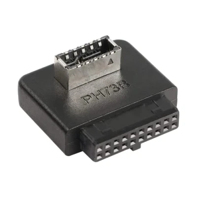 Immagine di QIANRENON Adattatore USB Tipo E a 90 gradi 3.1 Connettore Interno Maschio Femmina per Scheda Madre 19/20 Pin C Header (PH73B)