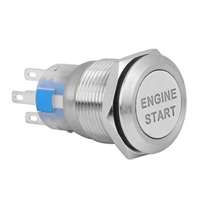 Immagine di Fydun Interruttore di accensione 12V Universale Impermeabile Pulsante avvio motore per auto avviamento(Cassa in acciaio inossidabile argento)