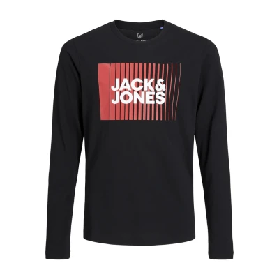 Immagine di Jack &amp; Jones Junior Jjecorp LOGO PLAY LS Oneck Maglietta a manica lunga per bambini, Taglia: 140, Black