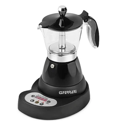 Immagine di G3 Ferrari Risveglio espresso G10045 Moka Elettrica Programmabile, 400 W, 3 Cups, Display LED, Controllo Elettronico, Alluminio, Nero