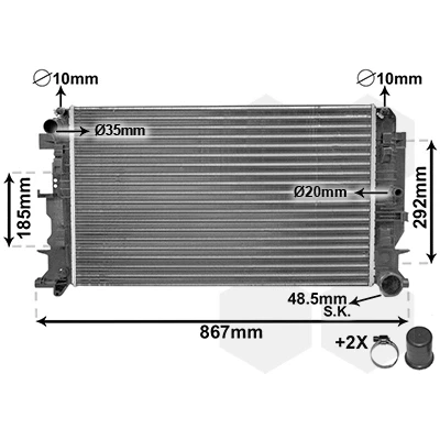 Immagine di VAN WEZEL *** IR PLUS 58002271 Radiatore motore Alluminio 680 385 25 con accessori Alette di raffreddamento montate meccanicamente