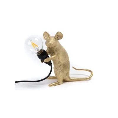 Immagine di Mouse Lamp Step Gold Lampada Topo In Piedi Oro SELETTI
