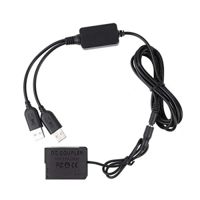 Immagine di Batteria fittizia Accoppiatore DMW DCC8 Dc, AC8 Kit adattatore caricabatterie doppia alimentazione USB per BLC12, Panasonic Lumix DMC FZ200, FZ1000, FZ2000, G5, G6, G7, GX8