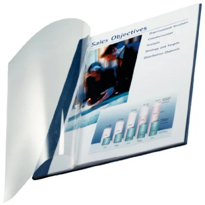 Immagine di LEITZ impressBIND copertina flessibile fronte trasp. f.to A4 dorso 3,5mm (10 35 fogli) Blu 73980035