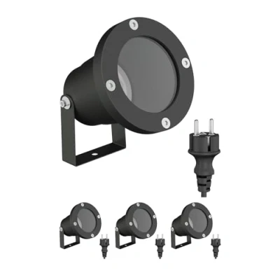 Immagine di ledscom.de 4 faretti da giardino DUK per esterni, IP65, spina, nero, 1x GU10 max. 15W