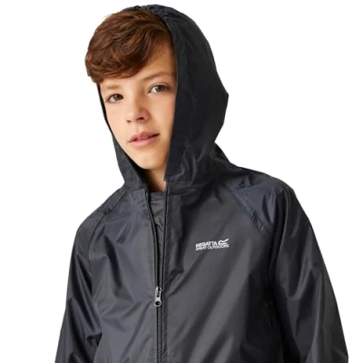 Immagine di Regatta Stormbreak&#039; Giacca Impermeabile Cuciture Nastrate Con Cappuccio Jackets Waterproof Shell, Unisex bambini, Navy, 7 8