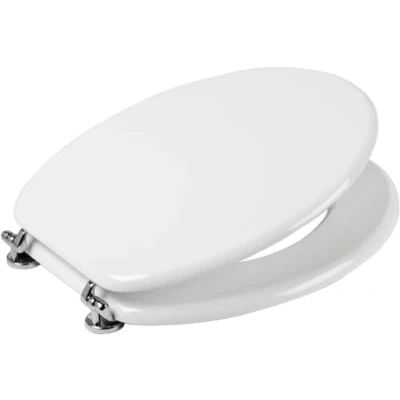 Immagine di SEDILE TAVOLETTA COPRIWATER LACCATO BIANCO UNIVERSALE PER BAGNO COPRI WC IN LEGNO