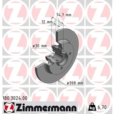 Immagine di ZIMMERMANN Disco freno CITROËN: C4 I Grand Picasso, Picasso 1, Berlingo II, PEUGEOT: 5008 I, 3008 Partner II Tepee, DS: DS 5 Hatchback
