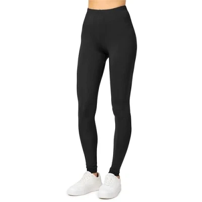 Immagine di Merry Style Leggings Lunghi Donna in Viscosa con Elastan Ampia Pantaloni Banda Elastica Leggins per Casa Palestra Tempo Libero MS10 143 (Nero, XS)