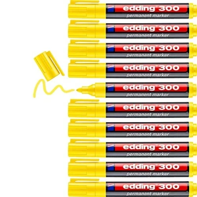 Immagine di Edding 300 Set di 4 pennarelli indelebili ricaricabili, 1,5 3 mm, colori: giallo, arancione, viola e rosa