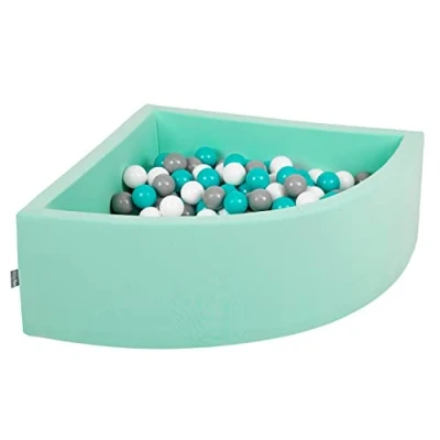 Immagine di KiddyMoon 90X30cm/300 Palline Piscina di Colorate ∅7Cm per Bambini Quarto Angolare in EU, Menta: Grigio/Bianco/Turchese
