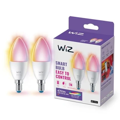 Immagine di WiZ Lampadina Smart WiFi, Luce Bianca o Colorata Dimmerabile, 2 pezzi, E14, 5W, Tecnologia SpaceSense, Controllo Vocale (Alexa, Apple HomeKit, Google Home)
