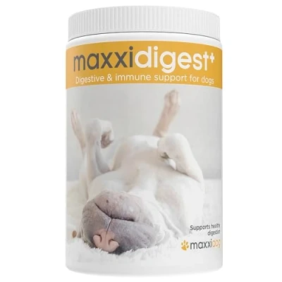 Immagine di maxxipaws maxxidigest+ Prebiotici e Probiotici per Cani Integratore l&#039;Apparato Digerente il Sistema Immunitario, 375g