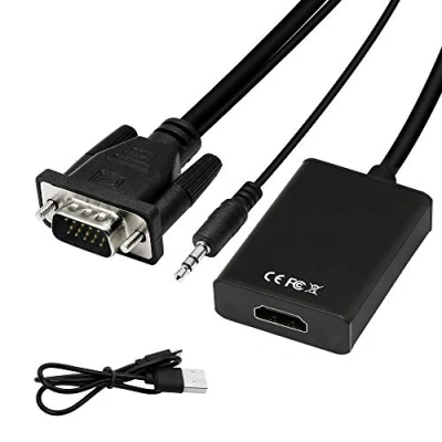 Immagine di YACSEJAO Adattatore da VGA a HDMI 1080P maschio femmina, convertitore per computer, desktop, laptop, PC, monitor, proiettore, HDTV con cavo audio e USB