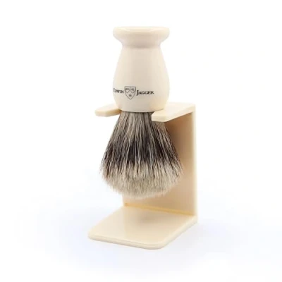 Immagine di Edwin Jagger 1EJ947SDS I Migliori Capelli Classici Di Tasso Pennello Da Barba Esfoliante Con Supporto Per Crema O Sapone Uomo E Donna (Finto Avorio)