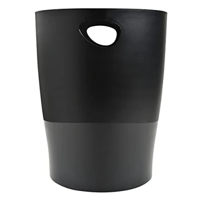 Immagine di Exacompta Ref. 453014D Cestino gettacarte con manici ECOBIN grande capacità 15 litri certificato Angelo Azzurro dimensioni 26,3 x 33,5 cm garanzia 1 anno Nero opaco