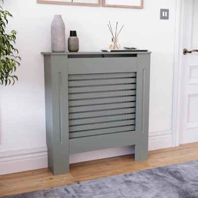 Immagine di Vida Designs Milton Copertura per Termosifone in MDF Laccato, Misura Piccolo, Grigio, H 82 x L 78 19 cm Interne: 80 68 P 16 Circa
