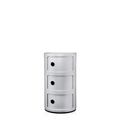 Immagine di Kartell Componibili Contenitore 3 Elementi, ABS, Base Tonda, Argento, 32 x 58.5 cm
