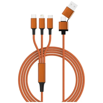Immagine di Smrter Cavo di ricarica USB 2.0 Connettore Apple Lightning, Spina A, C®, Micro B 1.20 m Arancione con funzione OTG, Rivestimento