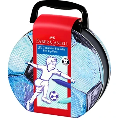 Immagine di FABER CASTELL 155538 Pennarelli Connector con valigetta in metallo, 33 pezzi