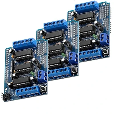 Immagine di AZDelivery 3 x L293D Motor Driver Shield, 4 canali Stepper Driver, Scheda di espansione compatibile con Arduino incluso un E Book!