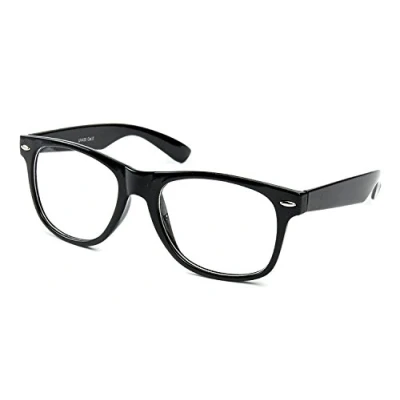 Immagine di retroUV® Lenti Trasparenti Smanettone/Nerd Retro Occhiali Montatura Nero